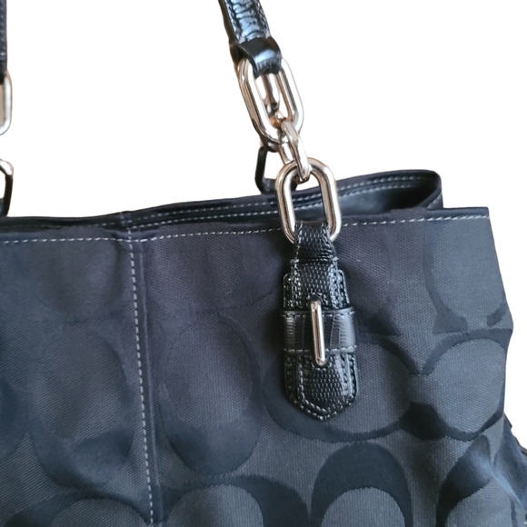 Coach Chelsea Jayden Signature C Handbag With Black Reptile Pattern Accents - Picture 10 of 17